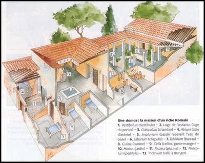 Schéma d'une domus sénatoriale romaine